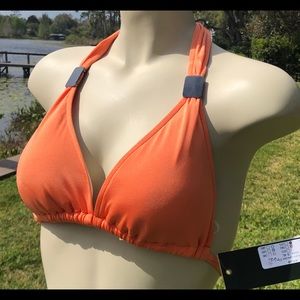 Citrus Orange Triangle Tie Back & Neck Bikini Top